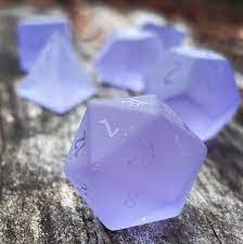 FROSTED AMETHYST - RAISED 7 PIECE RPG SET K9 GLASS DICE